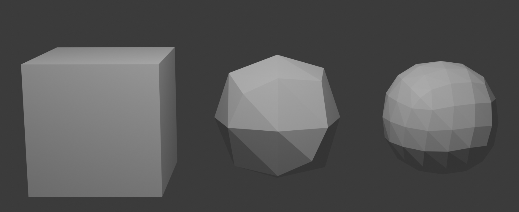 Figure 1: Two iterations of Loop subdivision on a cube.