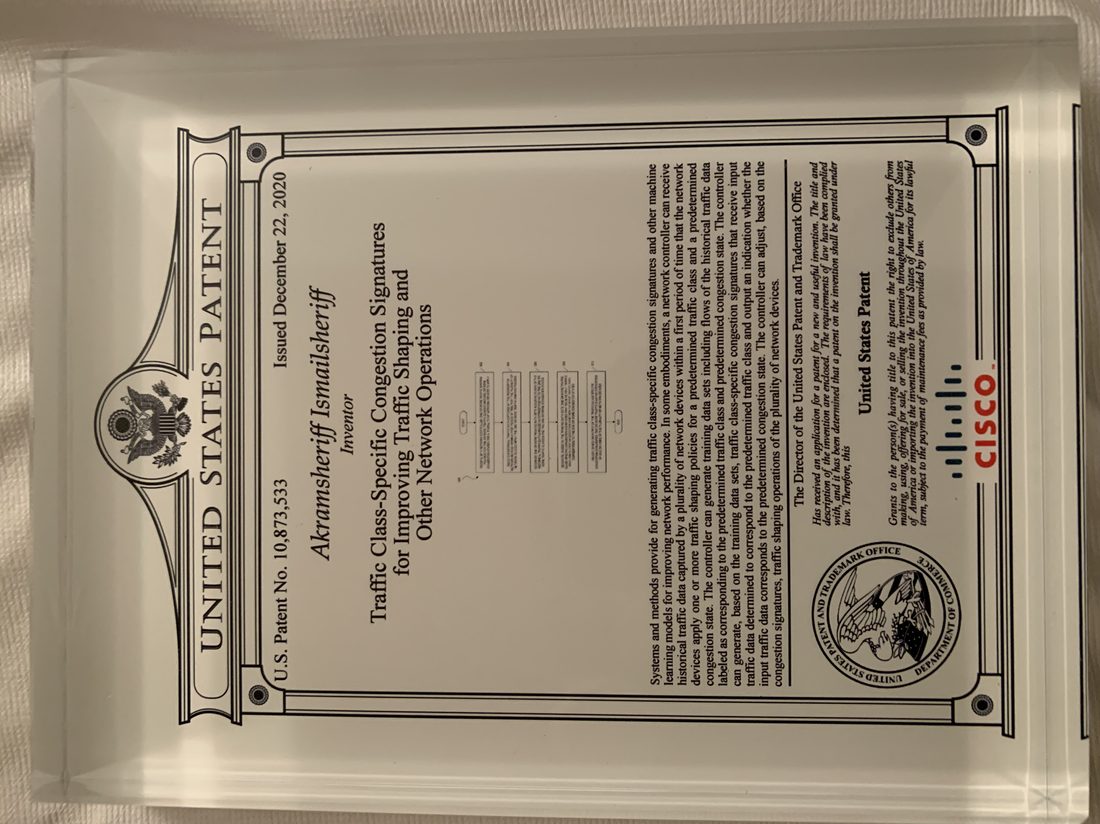 U.S. Patent No. 10,873,533 plaque, Traffic Class-Specific Congestion Signatures