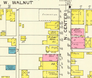 1912 location of St. Elmo Hotel / Hotel Delmonico