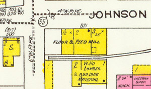 B.F. Davis
                Feed Mill on 1923 map