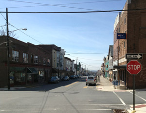 Centre and Front Streets, looking south