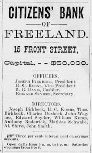 Citizens Bank ad, 1890