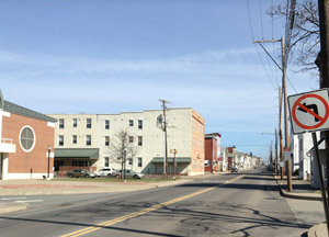 Centre Street
                below Carbon Street, looking north