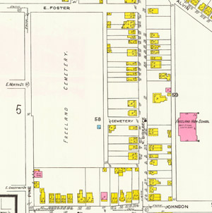 Freeland Cemetery on Sanborn map