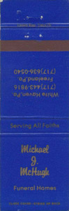 McHugh funeral home ad matchbook cover