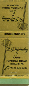 McNulty funeral home ad matchbook cover