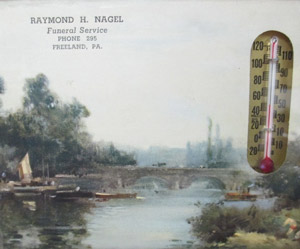 Ray Nagel Funeral Service ad thermometer