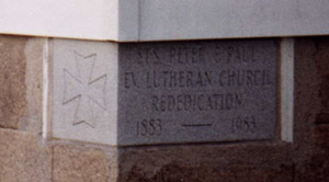 Saints Peter and Paul Lutheran Church, new cornerstone 1983