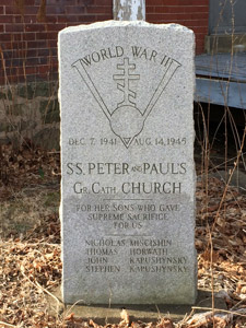 Sts. Peter & Paul's Eastern Greek Catholic
                Church WWII memorial