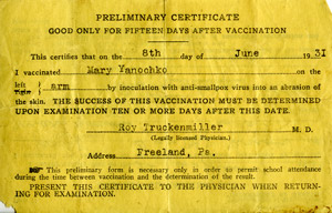 1931 smallpox vaccination certificate