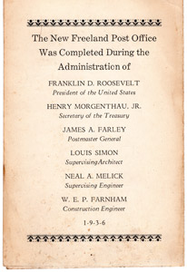 Freeland Post Office 1937 Dedication
