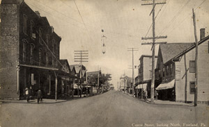 Centre Street at
                Main Street, looking north