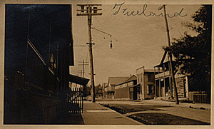 Early postcard of Berger's lumberyard