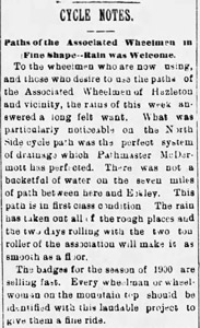 Use of the local bicycling paths, 1900