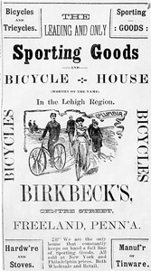 Birkbeck's Hardware bicycle ad