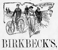 Birkbeck's Hardware bicycle ad