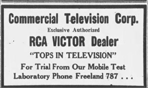 Commercial TV Corp, 1949 ad