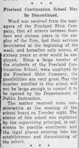 Change in age of minors that could be hired, 1933