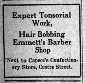 Emmett Barbershop ad, 1929