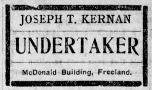 Joseph T. Kernan, undertaker, 1906 ad