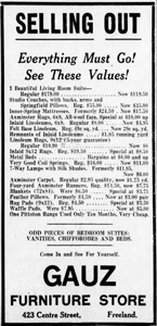Ad for Gauz closing, 1942