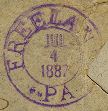 Freeland cancel, 1887