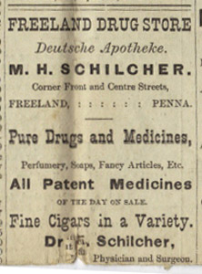 Schilcher's Drug Store, 1882 ad