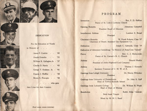 MMI 1947 Memorial dedication program