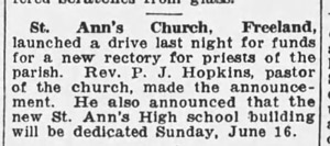 Newspaper clippings, new St. Ann's School