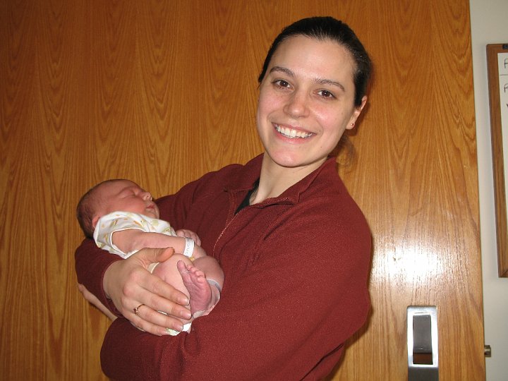 IMG_0889.JPG - Heather seems happier than the baby.  I'm sure he will get used to her.