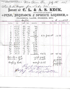 Burger contracting/construction receipts, 1887