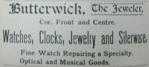 Butterwick, the Jeweler, 1896 ad