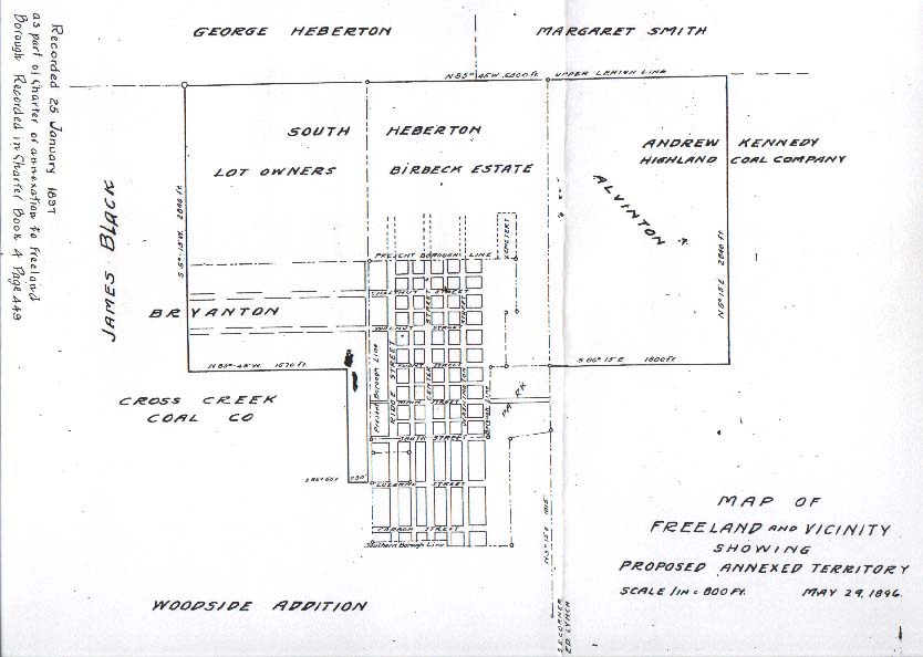 1896 map of proposed annexations to Freeland
