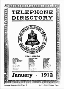 Freeland telephone listings, 1912