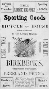 Birkbeck's Hardware bicycle ad