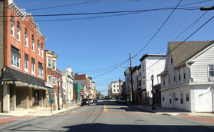 Centre Street
                at Main Street, looking north