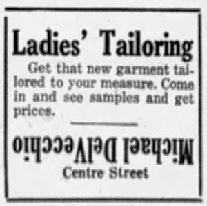DelVecchio Ladies' Tailoring ad, 1924