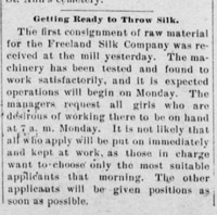 Silk Mill to begin work - 1897