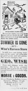 George Wise, horse goods, 1891 ad