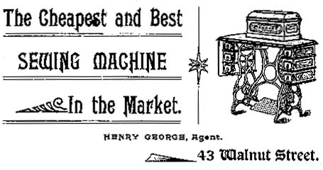 Henry George sewing machine ad, 1895