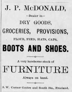 J. P. McDonald's, 1889 ad