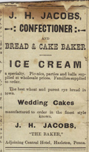 Ad for Jacobs' Confectionery and Bakery
