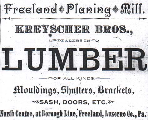 Kreyscher Lumberyard ad, 1895