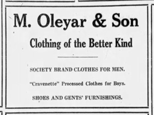 M. Oleyar & Son, clothing, 1924 ad