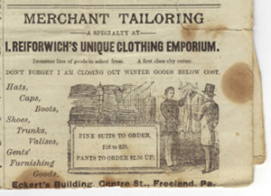Ad for I. Reiforwich, Clothier