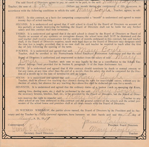 Mamie Boyle's teaching contract, 1919