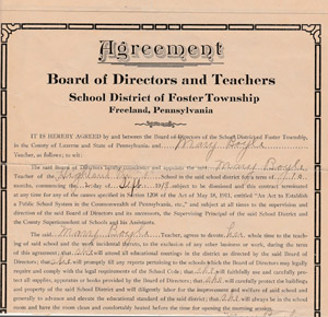 Mamie Boyle's teaching contract, 1919