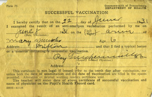 Smallpox vaccination, 1931
