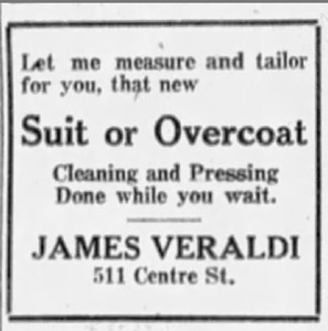 Veraldi tailor ad, 1924