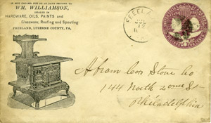 Williamson hardware store envelope, 1893